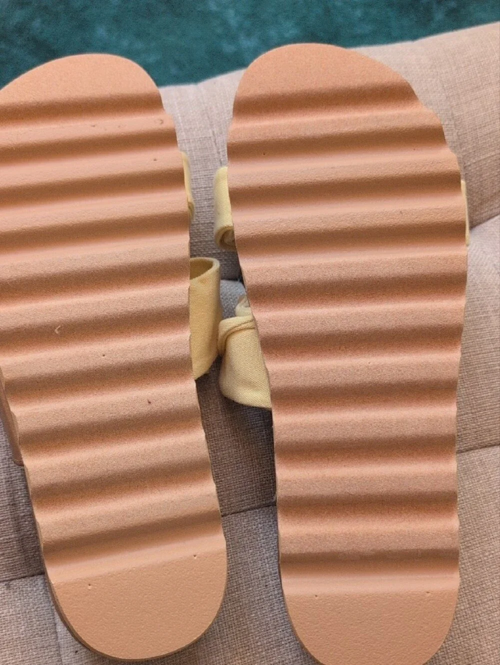 Reef Yellow Knotted Double-Strap Cork Slide Sandals